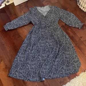 Navy and white polka-dot dress